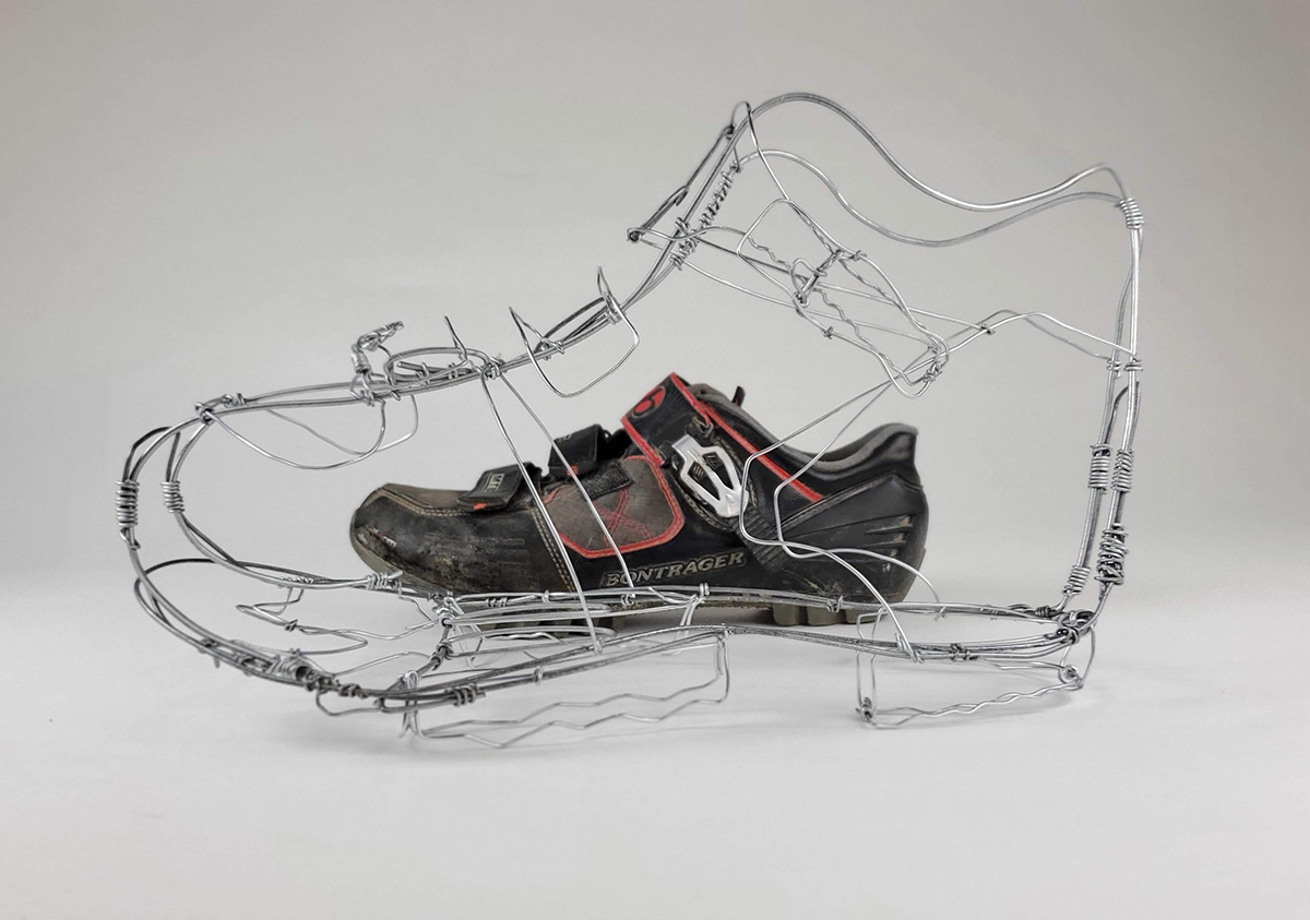 Galvanised Wire used to upscale a cycling shoe.